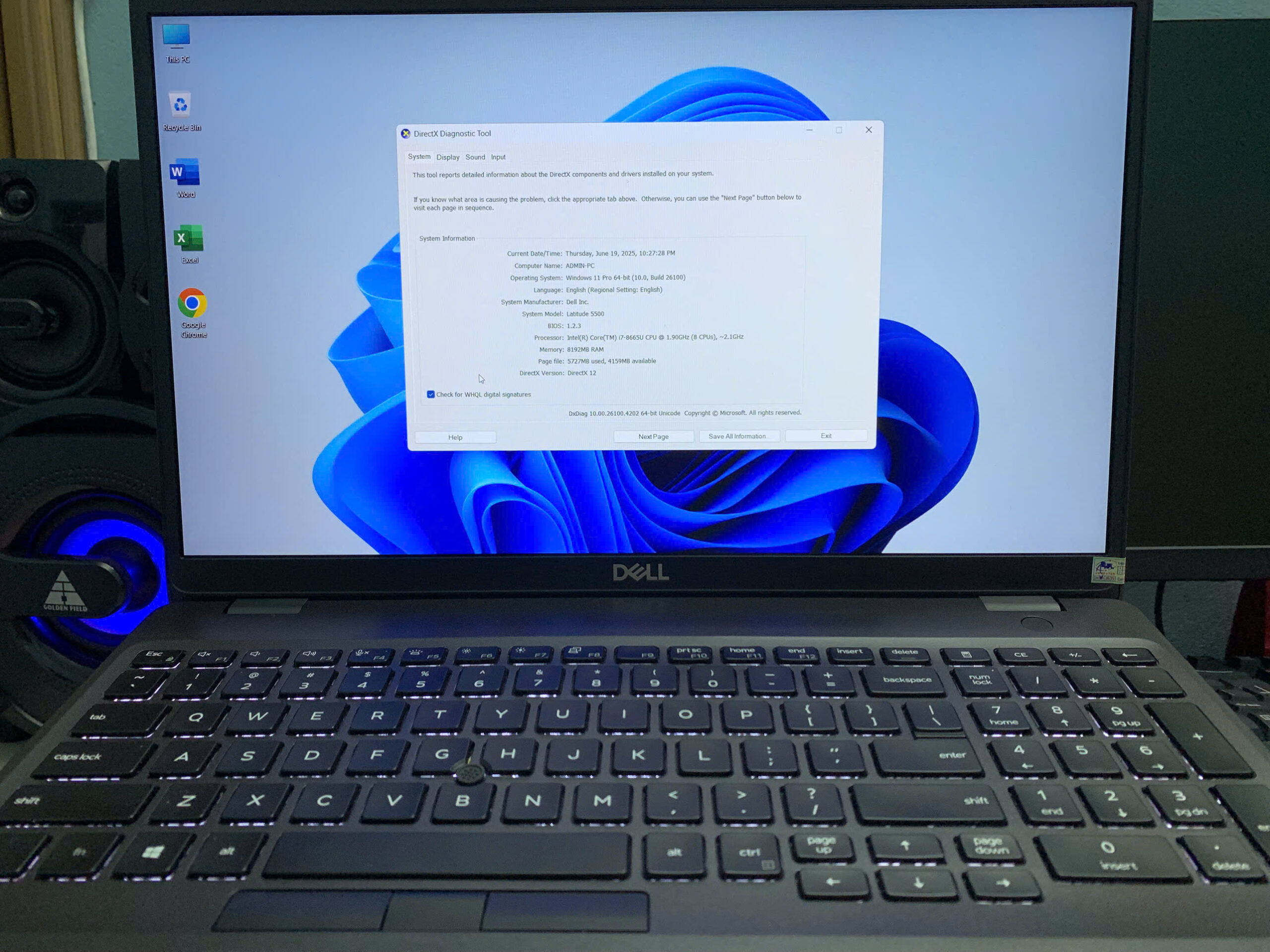 DELL Latitude 5500 Cũ / CPU i7-8665U / RAM 8GB / SSD 256GB / iGPU intel UHD Graphics 620 / WIFI 5 / Màn 16 inch FHD / Màu Đen Xám - Ảnh 2